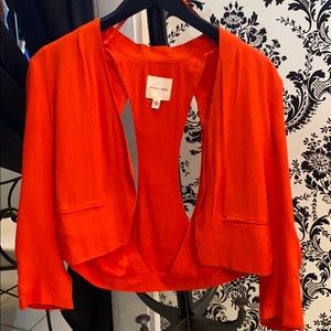 Orange linen cut out blazer